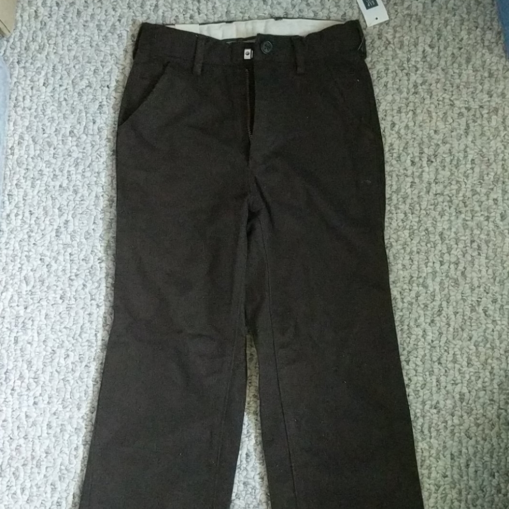 Boys 8 slim brown heavy cotton dress pants w/easy
